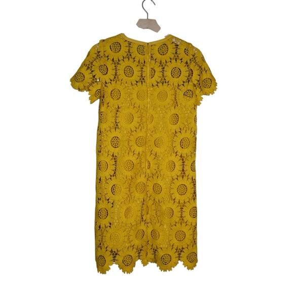 LOFT Womens 2 Yellow Sunflower Lined Lace Mini Dress - Picture 2 of 8